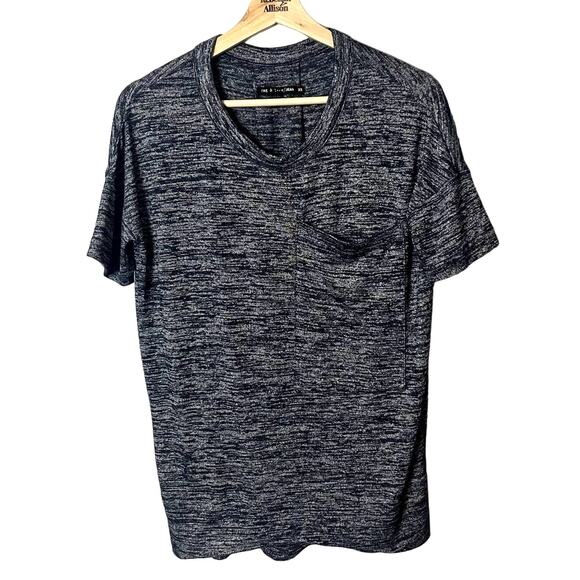 Rag & Bone Gray & Blue Space Dye Oversized Tee w/ Large Pocket Women's XS - Picture 1 of 11